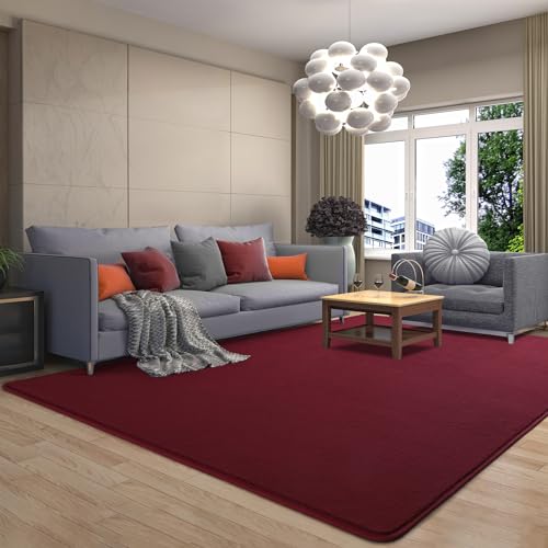 6x9 Area Rugs for Living Room Non Slip Dorm Bedroom Rug (6' x 9' (Rectangular) / Wine Red)