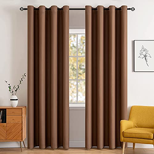 Cappuccino Brown Blackout Bedroom Curtains 84 Inch Long 52"x84" (Cappuccino Brown / 52"W x 84"L (Pack of 2))