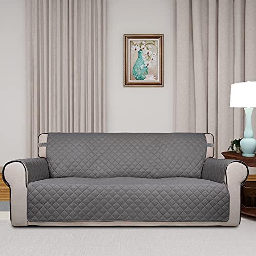 Reversible Quilted Couch Covers for Dogs Oversized Sofa Cover 78” (X-Large / Gray/Gray)