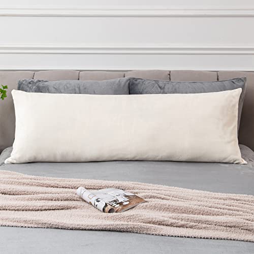 Body Pillow Cover with Zipper (Off White / 54" x 20" (Pack of 1))
