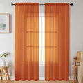 Sheer Orange Curtains for Bedroom Living Room 90 Inches Long 2 Panels Set (Orange / 42"W x 90"L (Pack of 2))