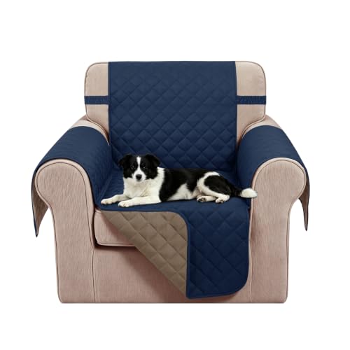 Reversible Recliner Chair Covers (Navy/Camel / 23'' Chair)