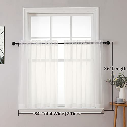 Ivory Sheer Curtains Tier 36 inch Length 2 Panels (Ivory / 42"W x 36"L (Pack of 2))