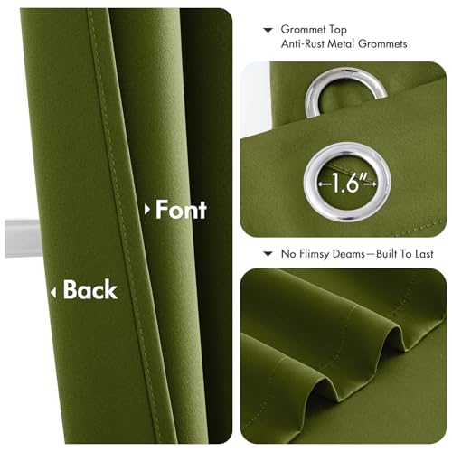 Blackout Curtains for Bedroom 2 Panel 40"x84" Long Light Olive Green (Light Olive Green / 40"W x 84"L (Pack of 2))