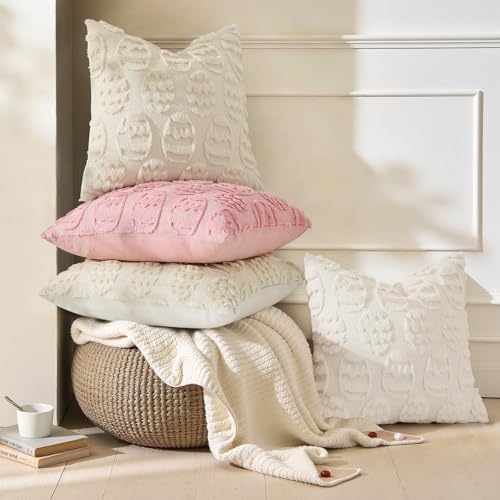 Beige Faux Fur Egg Throw Pillow Covers 20x20 Set of 2 (20" x 20" (Pack of 2) / Eggs Beige)