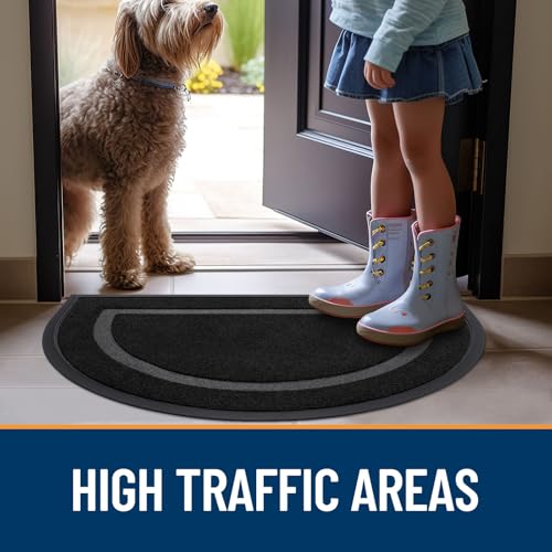 Half Circle Front Door Mat Outside 29.5x17 All (Black / 29.5" x 17")