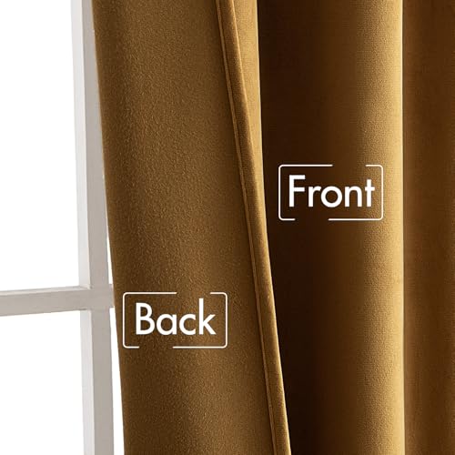 Gold Velvet Curtains 52x108 inches Luxury Blackout Curtains (Gold / 52"W x 108"L (Pack of 2))