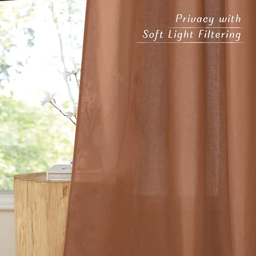 Caramel Linen Curtains for Kitchen (Caramel / 55"W x 102"L (Pack of 2))