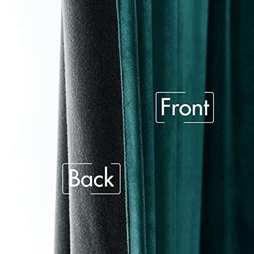 Velvet Blackout Curtains 52x90 inches 2 Panels Emerald Green (Teal Green / 52"W x 90"L (Pack of 2))