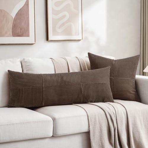2 Packs Dark Brown Decorative Throw Pillow Covers 20x20 Inch for Living Room Couch Bed Sofa (Dark Brown / 20" x 20" (Pack of 2))