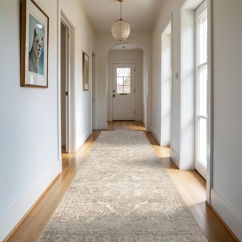 3x10 Washable Hallway Runner Rug (Natural Beige / 3x10)