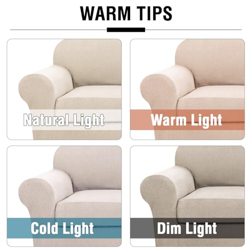 2 Piece Couch Cover Stretch Stylish Chair Cover Furniture Cover (Small / Natural)