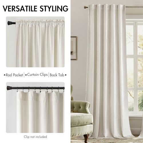 Velvet Curtains 52x96 inches 2 Panels Ivory Room Darkening Curtains (Ivory / 52"W x 96"L (Pack of 2))