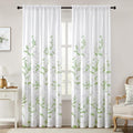 Non-See-Through Sage Green and White Privacy Sheer Curtains (Leaves-sage Green / 52"W x 84"L (Pack of 2))