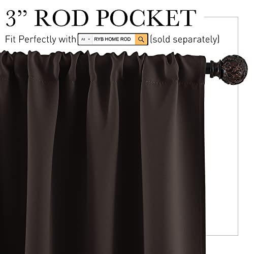 Small Window Curtains 45 inches Length for Kitchen Cafe Bathroom (Brown / 42"W x 45"L (Pack of 2))