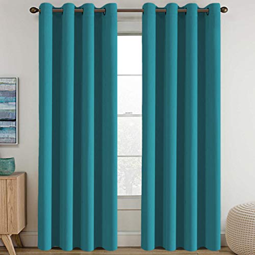 Window Treatment Blackout Curtains for Living Room Thermal Insulated Energy Saving Patio Door Curtains Grommet Panles (52"W x 96"L (Pack of 1) / Turquoise Blue)