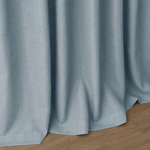 Light Blue Linen Curtains 80 Inches Long 2 Panels Set for Living Room Bedroom Rod Pocket Back Tab Light Filtering Drape for Protect Privacy Curtain Modern Farmhouse Decor 52x80 (52"W x 80"L (Pack of 2) / Light Blue)