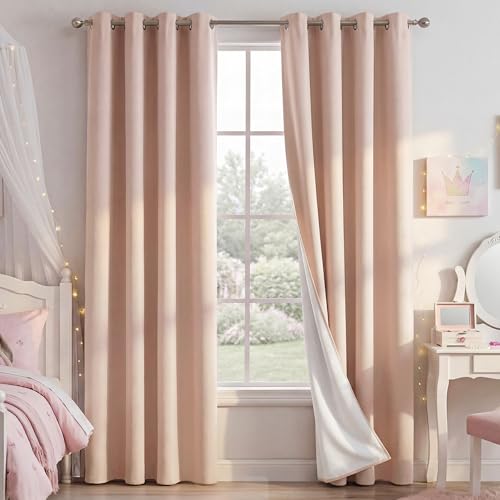 Blush Pink Blackout Curtains for Bedroom 52" w x 84" L 2 Panels (52"W x 84"L (Pack of 2) / Blush Pink)