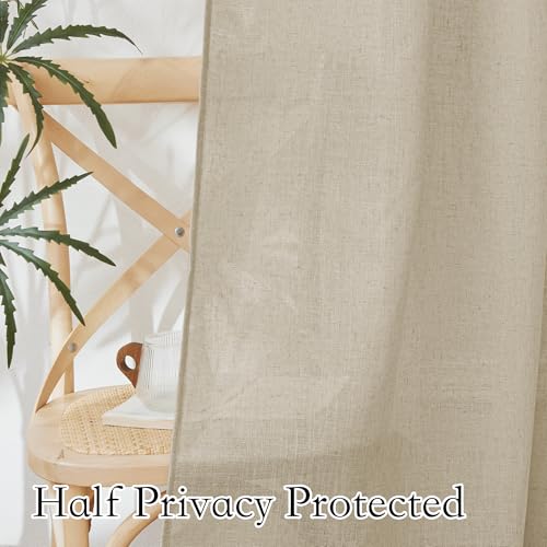 Extra Wide Sheer Curtains for Sliding Patio Door Large Window (Beige / 70"W x 63"L (Pack of 2))
