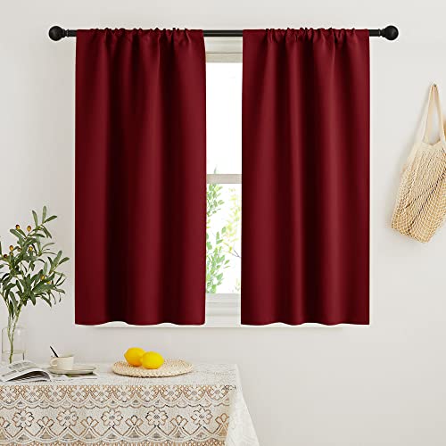 Blackout French Door Window Curtain Coverings (Burgundy Red / 29"W x 45"L (Pack of 2))