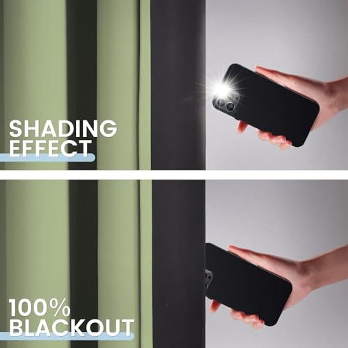 Sage 100% Blackout Curtains Room Darkening Living Room 72 Inch (Sage / 42"W x 72"L (Pack of 2))