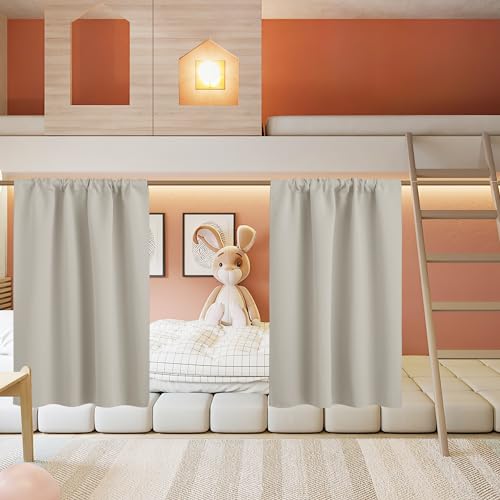 Basement Bathroom Kitchen Cafe Privacy Window Curtains 30 inches (Natural / 34"W x 30"L (Pack of 2))
