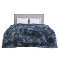 Faux Fur Fluffy Sherpa Fleece Bed Blanket Tie Dye Navy 108"x90" (05- Tie Dye Navy / King (108" X 90"))