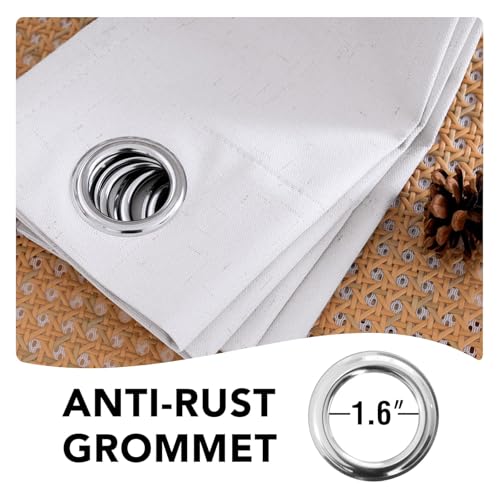 100% Blackout Linen Curtains 102" L 2 Panels Bright White (Bright White / 52"W x 102"L (Pack of 2))