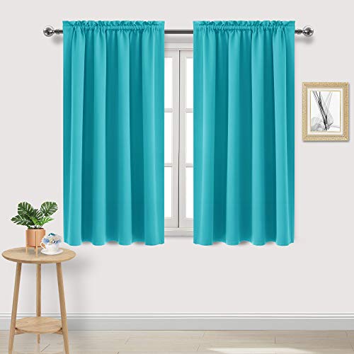 Blackout Curtains for Bedroom Living Room 52 x 54 Inch Long Turquoise (Turquoise / 52"W x 54"L (Pack of 2))