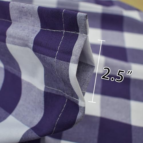 2 Pieces Valences Buffalo Check Kitchen Tier Curtains Classic Plaid Gingham Farmhouse Window Curtain Valance Living Room Bedroom Rod Pocket Purple & White 56"x 16" (56"W x 16"L (Pack of 2) / Dark Purple+white)