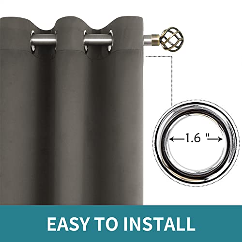 Grey Blackout Curtains for Bedroom 63 Inch Long (Grey / 42"W x 63"L (Pack of 2))
