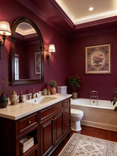 236''x17.7'' Red Peel and Stick Wallpaper Contact Paper Modern Self Adhesive Wall Paper Removable Renter Friendly Textured Solid Color Shelf Cabinet Vinyl Roll (Retro Red / 17.7" x 236")