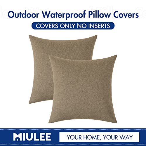 Decorative Outdoor Pillow Covers Euro Waterproof 24x24 Khaki (24" x 24" (Pack of 2) / Khaki)