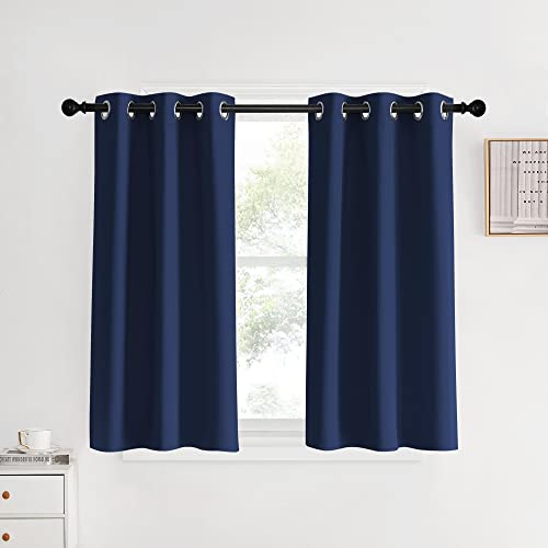 Blackout Curtains & Drapes for Kitchen (Navy / 34"W x 40"L (Pack of 2))
