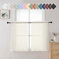Aiyufneg Ivory Sheer Curtains 36 inch Length Kitchen Tiers Short Voile Curtains (40"W x 36"L (Pack of 2) / Ivory)