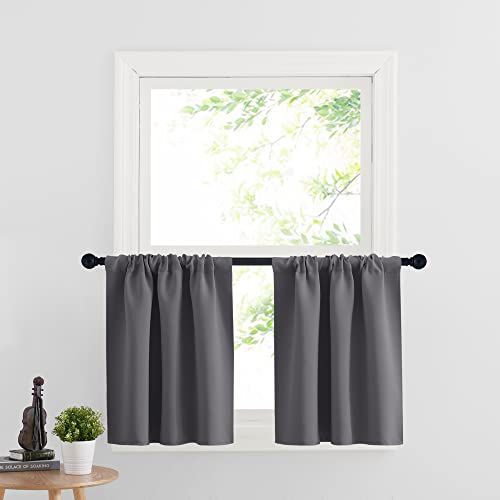 Cafe Blackout Curtains 24 inch Length (Grey / 52"W x 108"L (Pack of 1))