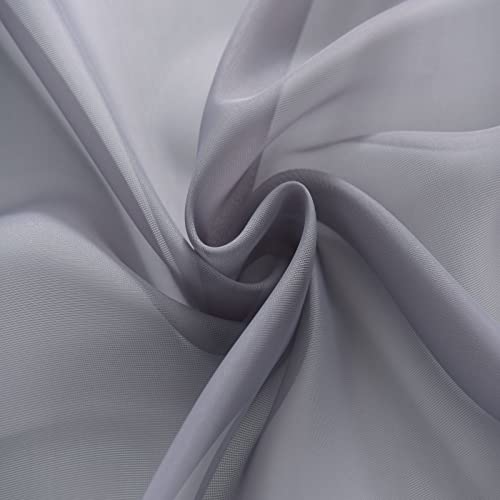 Basic Rod Pocket Sheer Voile Window Curtain Panels White 1 Pair 2 Panels 60 Width 108 Inch Long for Kitchen Bedroom Children Living Room Yard (Grey / 60"W x 108"L (Pack of 2))