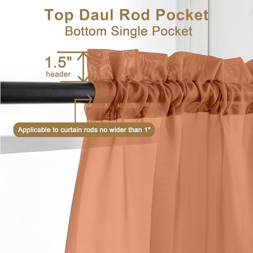 Orange Sheer Curtains 30 inch Length 2 Panels (Orange / 42"W x 30"L (Pack of 2))