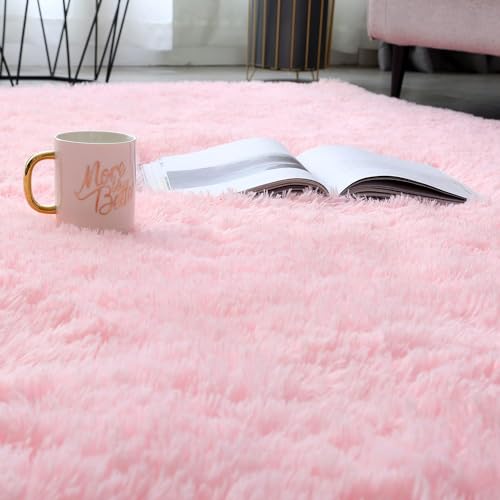 Shag Area Rugs for Bedroom Living Room (Pink / 5' x 8' (Rectangular))
