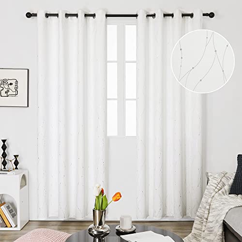 Living Room Curtains 95 Inches Long (Pure White/Wave Dots / 52"W x 95"L (Pack of 2))