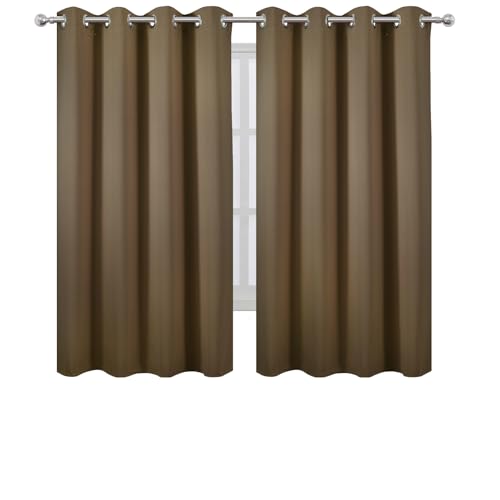 Brown Blackout Curtains 52 x 63 Inch Length (Brown / 52"W x 63"L (Pack of 2))