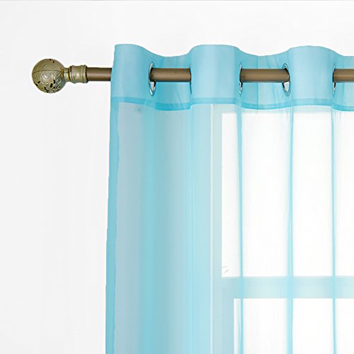 Sheer Curtains for Bedroom Windows 84 inch Length (Baby Blue / 54"W x 84"L (Pack of 2))
