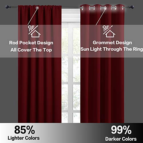 Small Window Curtains 45 inches Length for Kitchen Cafe Bathroom (Burgundy Red / 42"W x 45"L (Pack of 2))