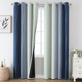 Sage Green and Navy Blue Ombre Blackout Curtains for Living Room 102 Inch (Navy Blue and Sage Green / 52"W x 102"L (Pack of 2))