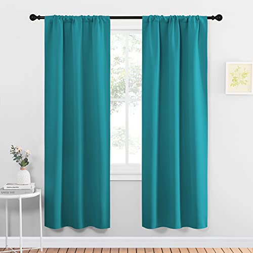 Peacock Blue Blackout Curtains Panels for Window (Peacock Blue / 34"W x 72"L (Pack of 2))