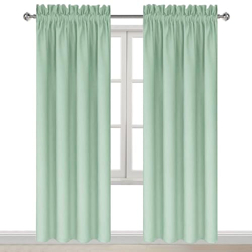 Blackout Curtains for Bedroom Living Room 38 x 84 Inch Long 2 Panels (Light Green / 38"W x 84"L (Pack of 2))