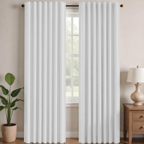 Blackout Curtains for Bedroom (Greyish White / 52"W x 84"L (Pack of 2))