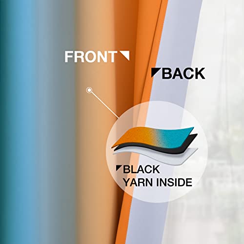 Orange Blue Ombre Curtains 52x36 Inche Long 2 (52"W x 36"L (Pack of 2) / Orange and Blue)