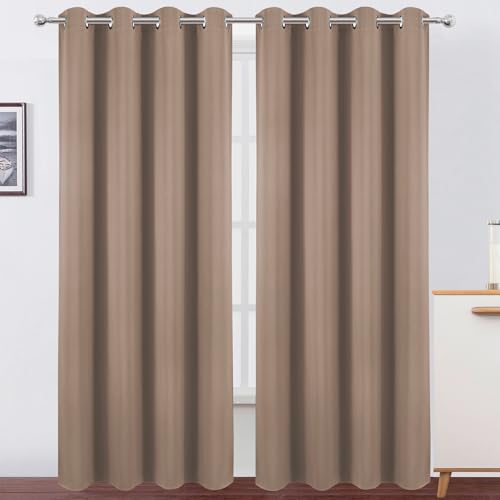 Blackout Curtains 52 x 120 Inch Long Cappuccino Curtains Set of 2 Panels Room Darkening Curtains for Bedroom and Living Room (Cappuccino / 52"W x 120"L (Pack of 2))
