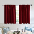 Short Blackout Privacy Curtains 30 inch Long for Bathroom Window (Burgundy Red / 42"W x 30"L (Pack of 2))